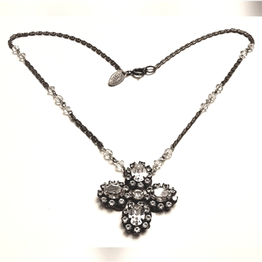 Vtg Liz Palacios Swarovski Crystal Cross Necklace 90s 1990s Rare - Picture 2 of 10